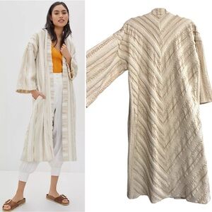 Anthropologie x Ollari Renee Kimono Textured Cotton Duster Cardigan Jacket L